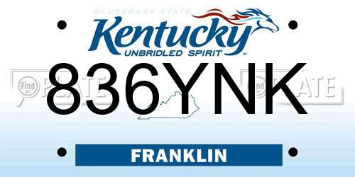 836YNK Kentucky License Plate