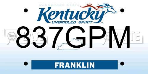837GPM Kentucky License Plate