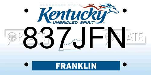 837JFN Kentucky License Plate