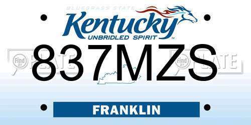837MZS Kentucky License Plate
