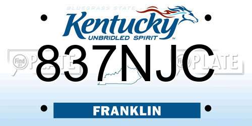 837NJC Kentucky License Plate