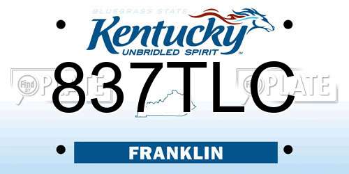 837TLC Kentucky License Plate