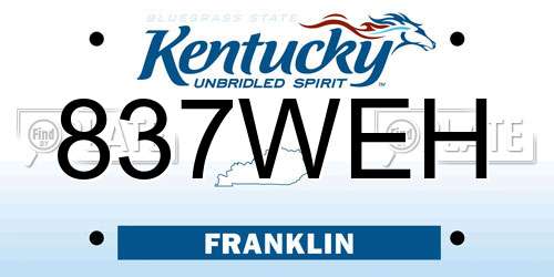 837WEH Kentucky License Plate