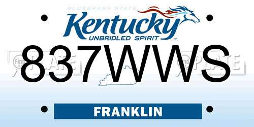 837WWS Kentucky License Plate
