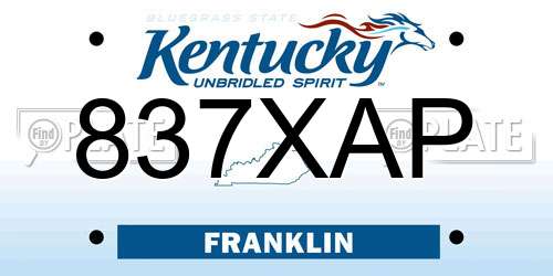 837XAP Kentucky License Plate