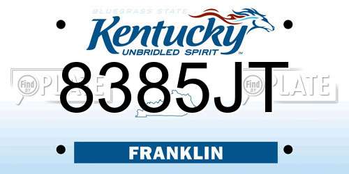 8385JT Kentucky License Plate