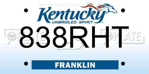 838RHT Kentucky License Plate