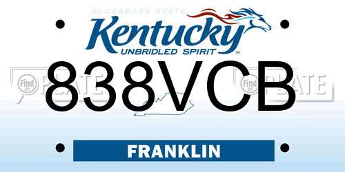 838VCB Kentucky License Plate