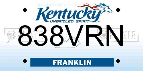 838VRN Kentucky License Plate