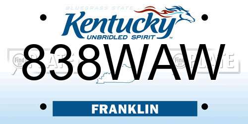 838WAW Kentucky License Plate