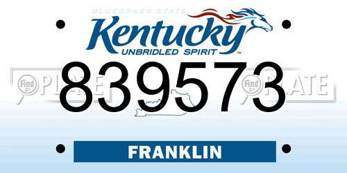 839573 Kentucky License Plate