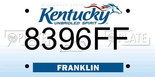 8396FF Kentucky License Plate