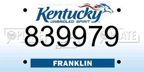 839979 Kentucky License Plate