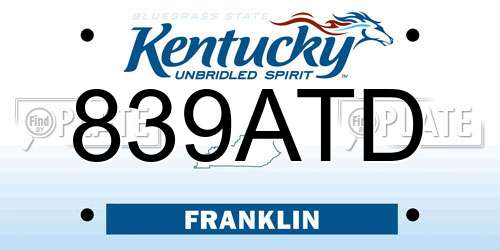 839ATD Kentucky License Plate