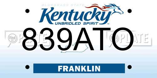 839ATO Kentucky License Plate