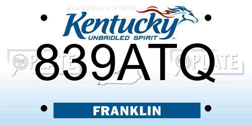 839ATQ Kentucky License Plate