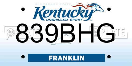 839BHG Kentucky License Plate