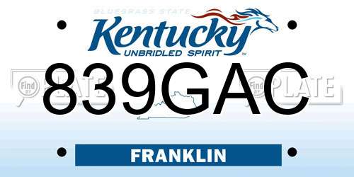 839GAC Kentucky License Plate
