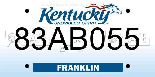 83AB055 Kentucky License Plate