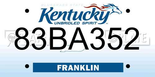 83BA352 Kentucky License Plate