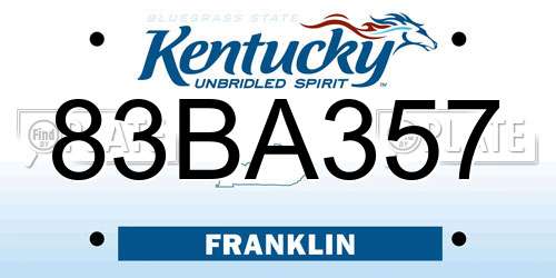 83BA357 Kentucky License Plate