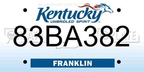 83BA382 Kentucky License Plate