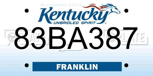 83BA387 Kentucky License Plate