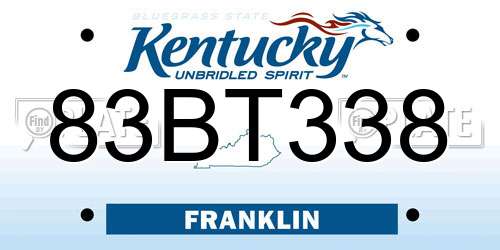 83BT338 Kentucky License Plate