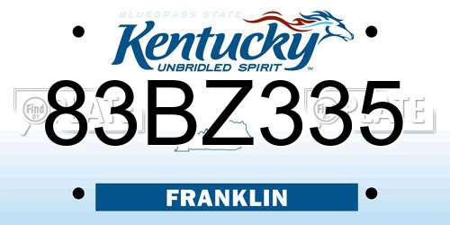 83BZ335 Kentucky License Plate