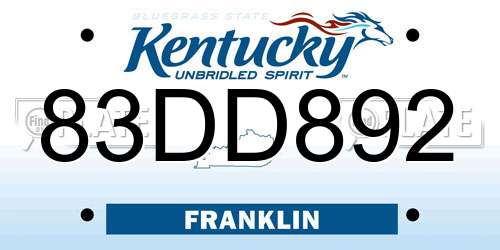 83DD892 Kentucky License Plate