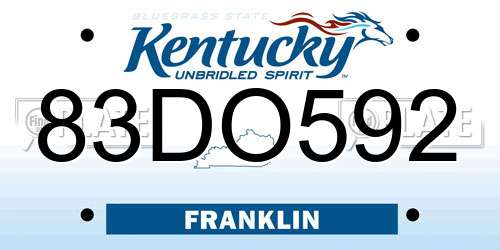 83DO592 Kentucky License Plate