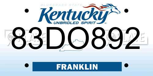 83DO892 Kentucky License Plate
