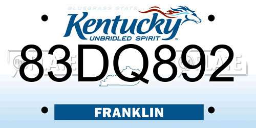 83DQ892 Kentucky License Plate
