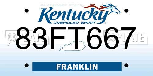 83FT667 Kentucky License Plate