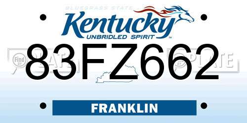 83FZ662 Kentucky License Plate