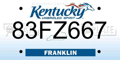 83FZ667 Kentucky License Plate