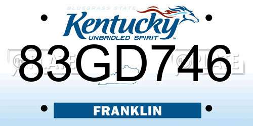 83GD746 Kentucky License Plate