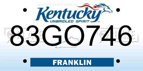 83GO746 Kentucky License Plate