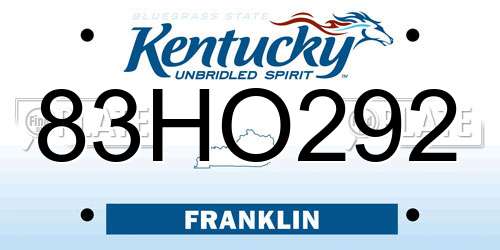 83HO292 Kentucky License Plate