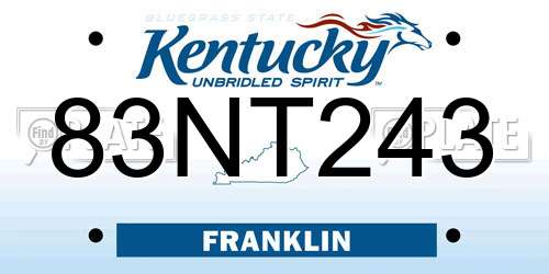 83NT243 Kentucky License Plate