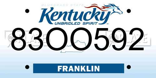 83OO592 Kentucky License Plate