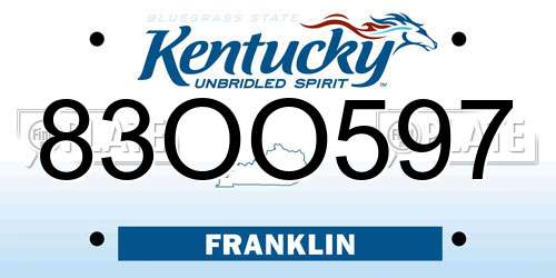 83OO597 Kentucky License Plate