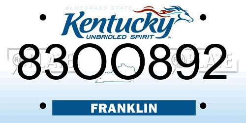 83OO892 Kentucky License Plate