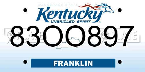 83OO897 Kentucky License Plate