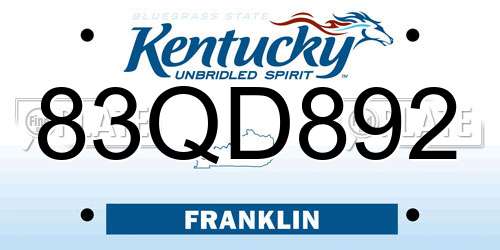 83QD892 Kentucky License Plate