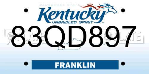 83QD897 Kentucky License Plate