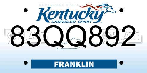 83QQ892 Kentucky License Plate
