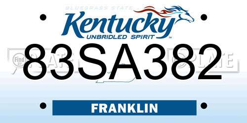 83SA382 Kentucky License Plate