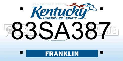 83SA387 Kentucky License Plate
