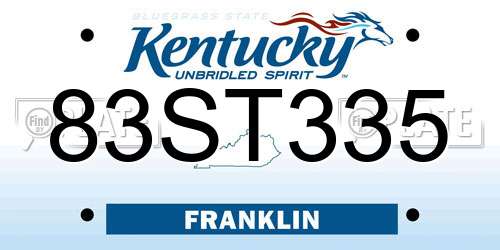83ST335 Kentucky License Plate